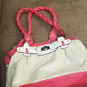 Pink and white rosetti bag